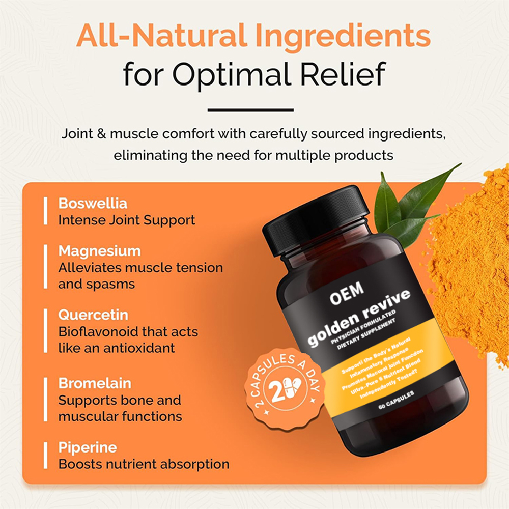 Cross-Border Exclusive Golden Revive Turmeric & Boswellia Capsules