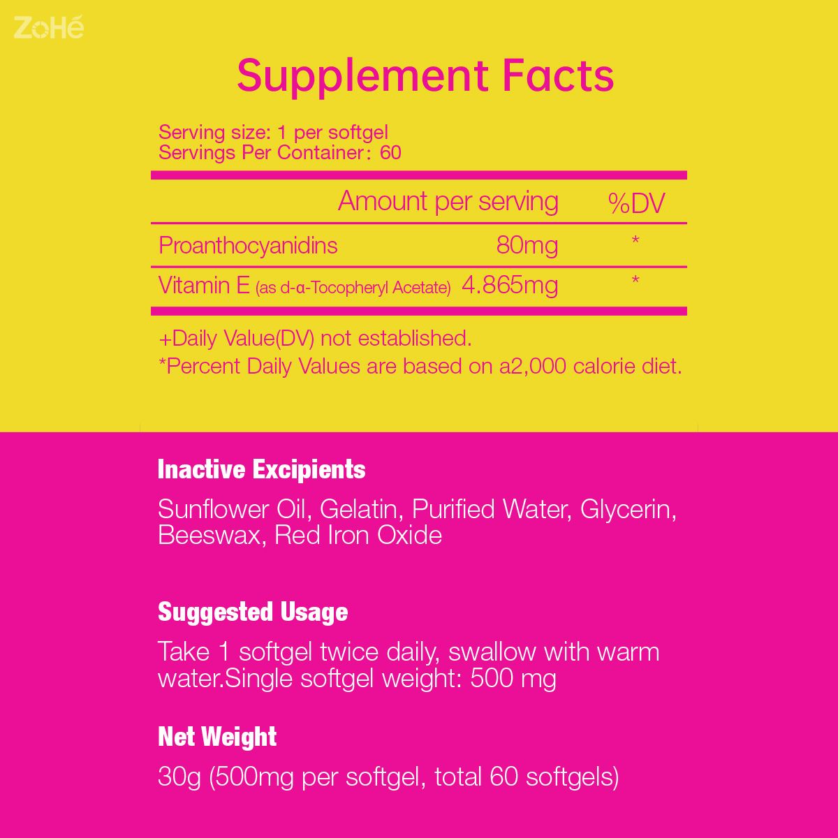 Grape Seed Vitamin E Antioxidant Soft Capsules