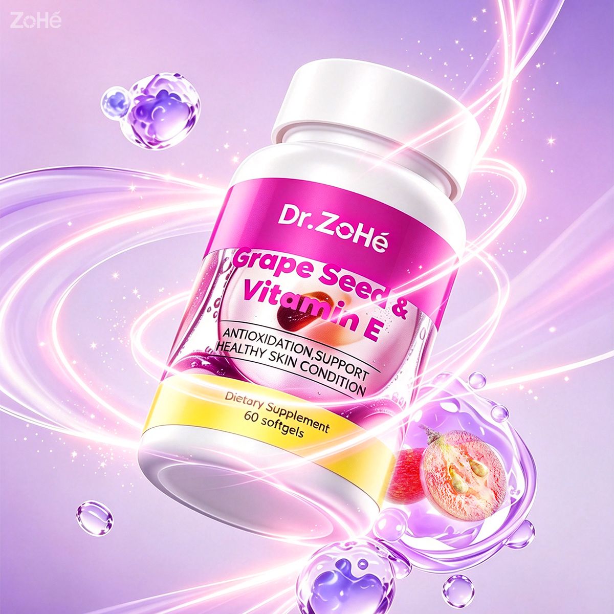 Grape Seed Vitamin E Antioxidant Soft Capsules